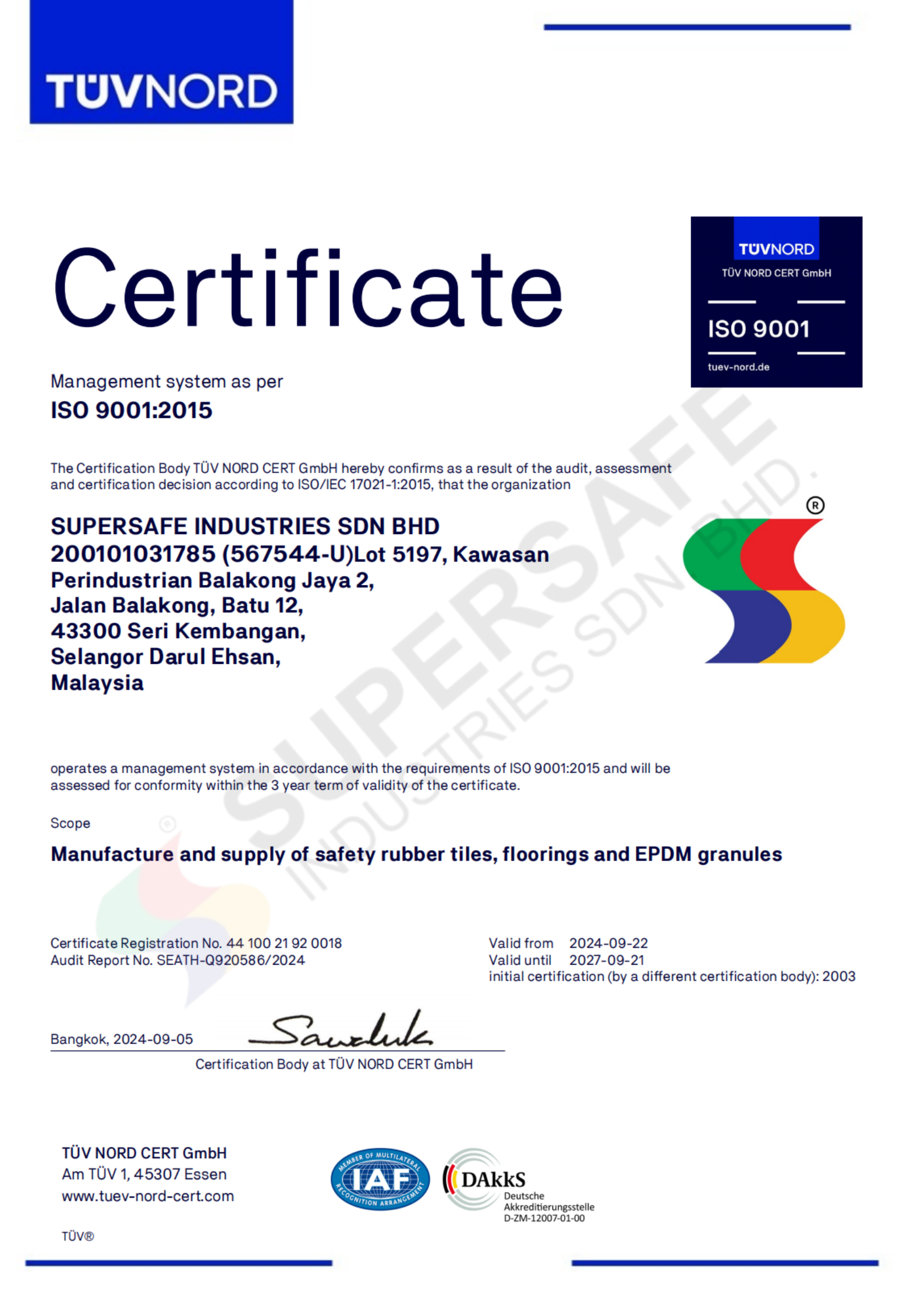 ISO CERTIFICATE 9001