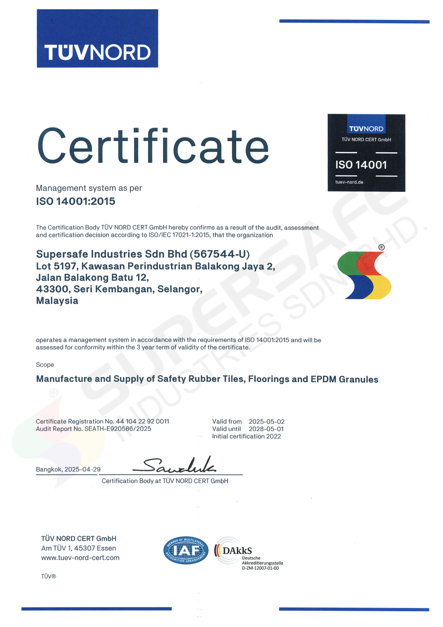 ISO 14001 Certificate